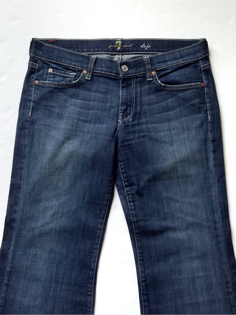 7 For All Mankind Dojo Jeans Womens 30 Flare Wide Leg Boho Dark Wash Denim - Picture 5 of 13